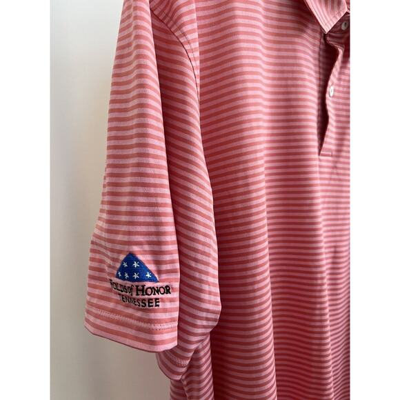Player 2 Performance Golf Polo Shirt Pink Striped Short Sleeve Men's 2XL‎ - Picture 6 of 8